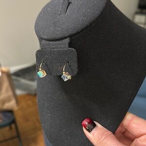 Handmade Gold and Crystal cube earrings